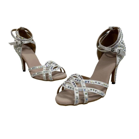 Rogmujen Shoes - Customized Women’s Silver Ballroom Dance Heels Rhinestones Sz 8 (EU 38) NWOB